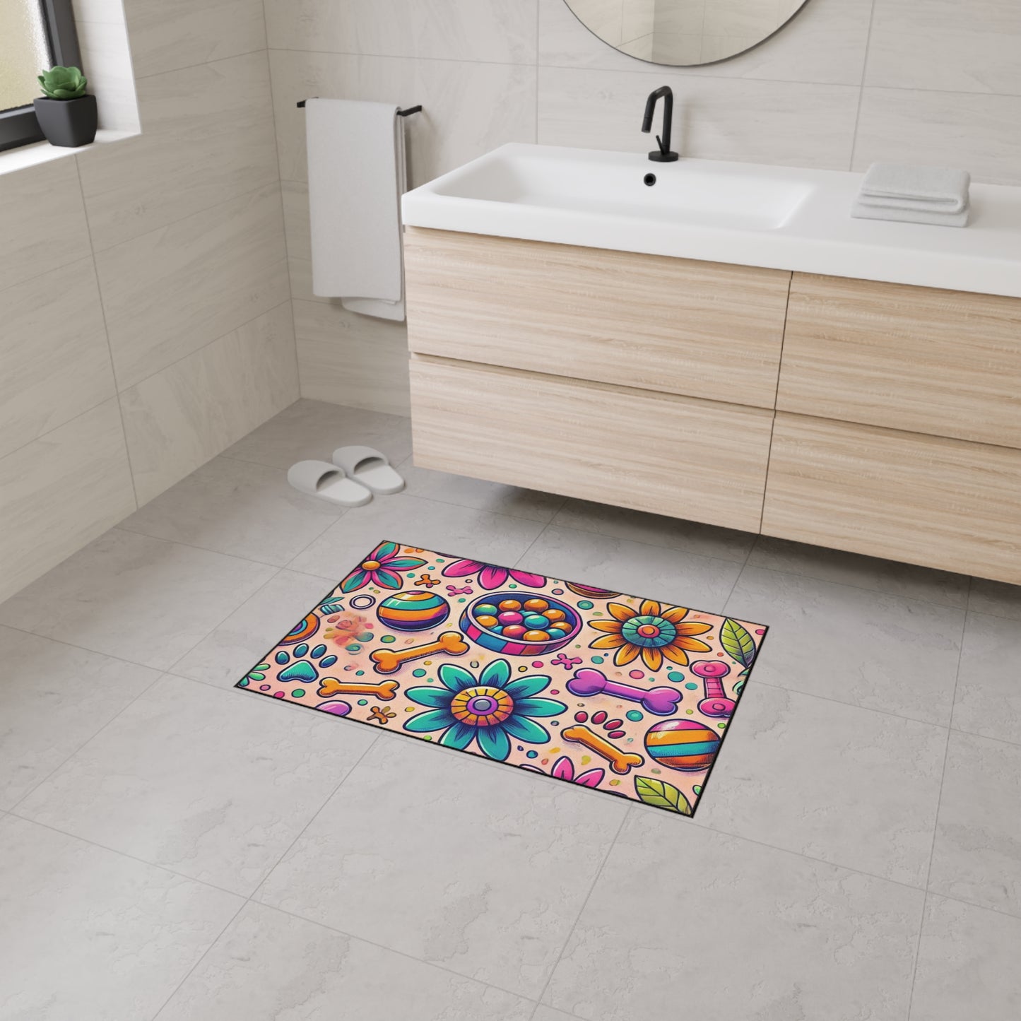 Colorful Pet-Themed Heavy Duty Floor Mat - Ideal for Dog Lovers and Pet Owners