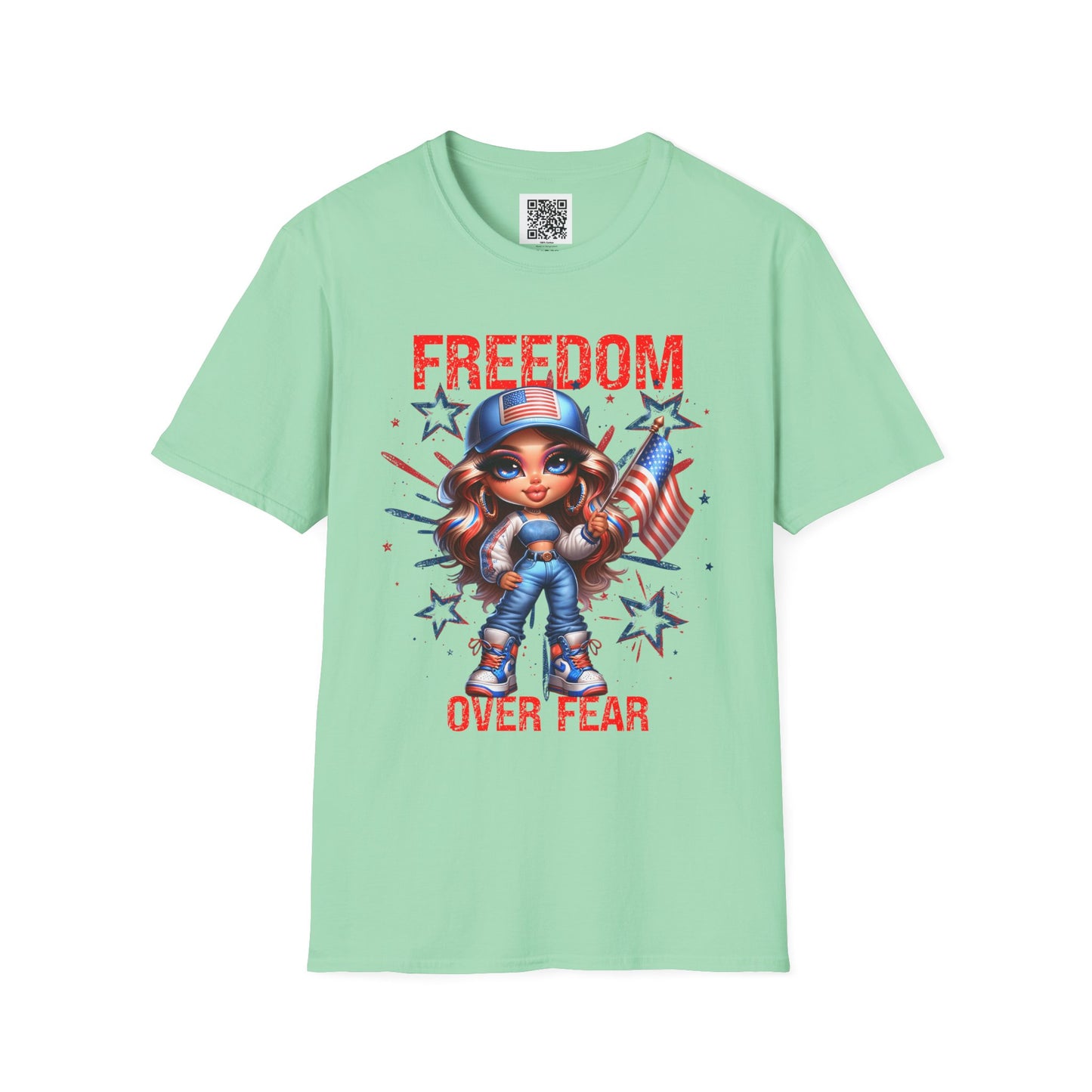 Freedom Over Fear | Unisex Softstyle T-Shirt - Patriotic Graphic Tee