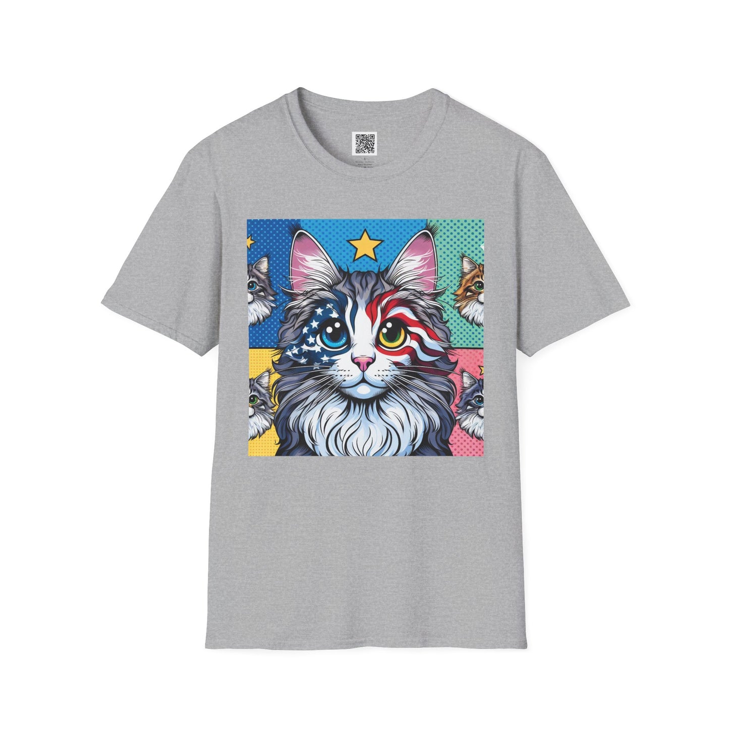 Patriotic Cat | Unisex Softstyle T-Shirt - Fun Tee for Cat Lovers
