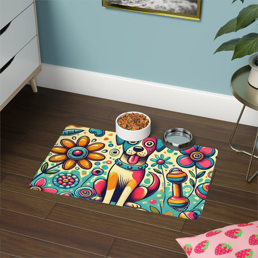 Colorful Dog Pet Food Mat | 12x18 Non-Slip Feeding Mat for Pets