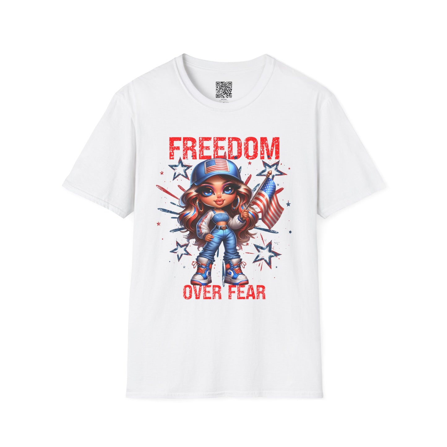 Freedom Over Fear | Unisex Softstyle T-Shirt - Patriotic Graphic Tee