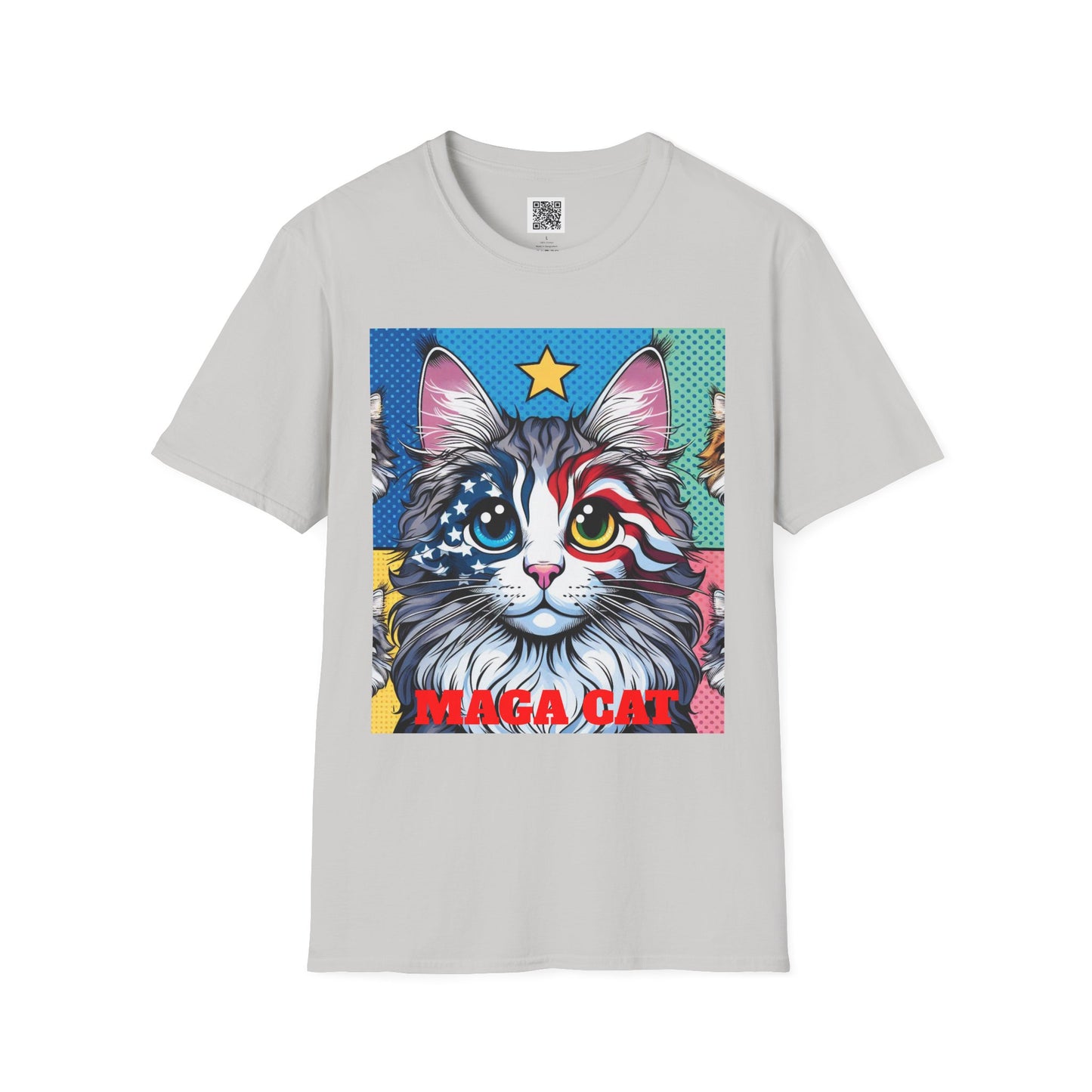 Patriotic MAGA Cat | Unisex Softstyle T-Shirt - Fun Tee for Cat Lovers