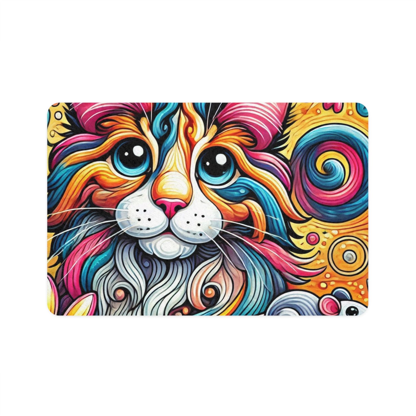 Vibrant Cat Food Mat | Colorful Pet Feeding Mat | 12x18 Anti-Slip Design