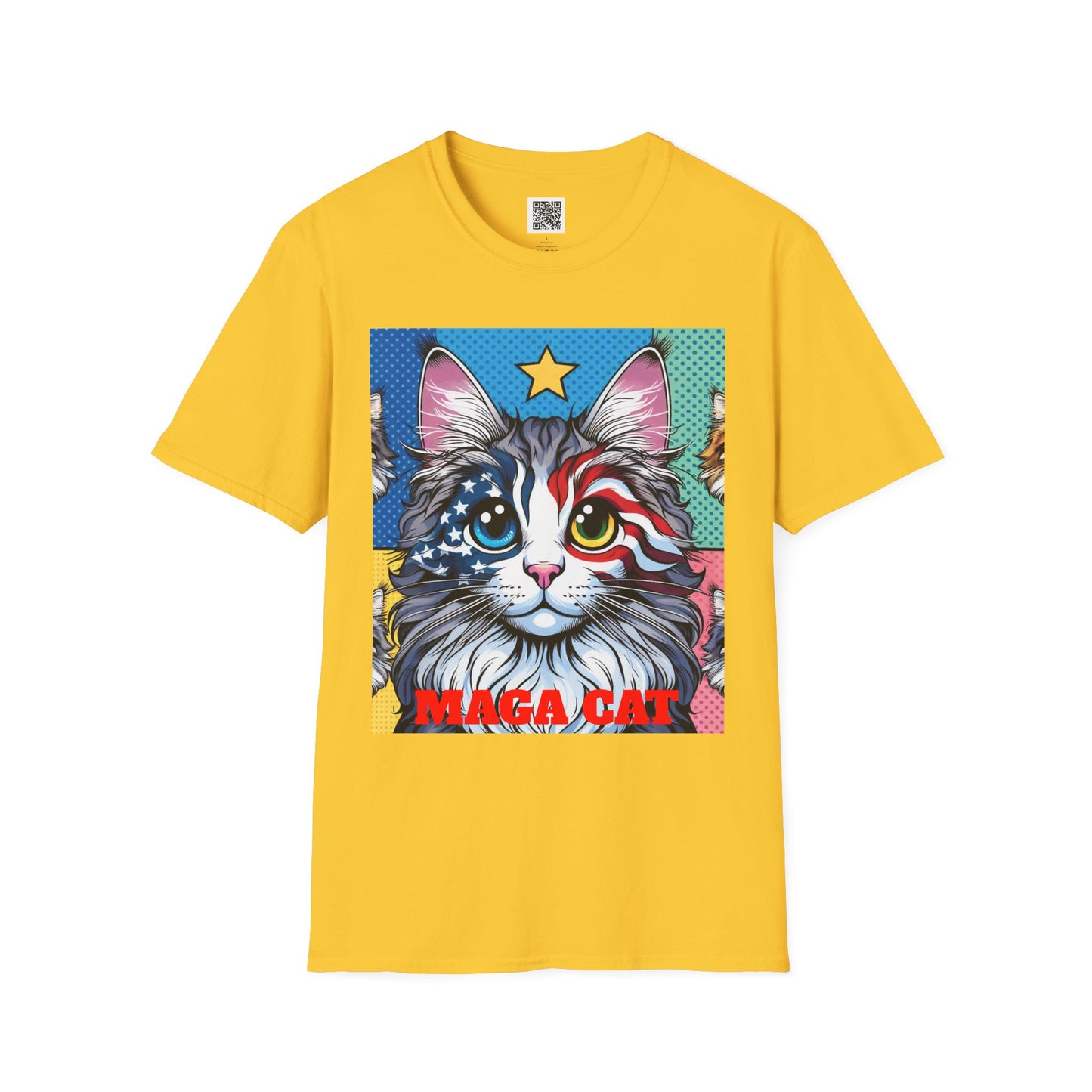 Patriotic MAGA Cat | Unisex Softstyle T-Shirt - Fun Tee for Cat Lovers