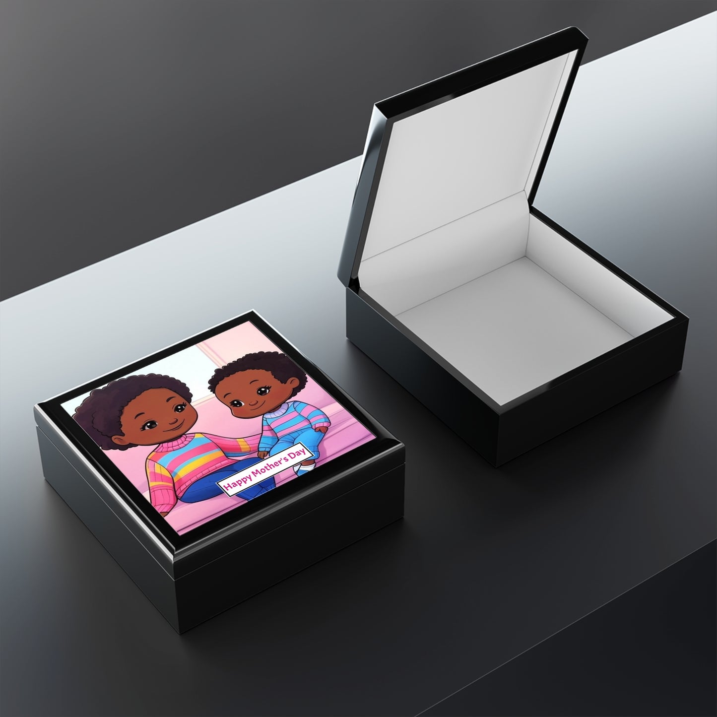 Mother's Day Jewelry Box with Cute Mother & Child Design