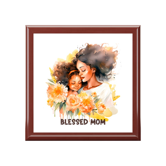 Blessed Mom Jewelry Box - Floral Design for Mother's Day & Special Occasions