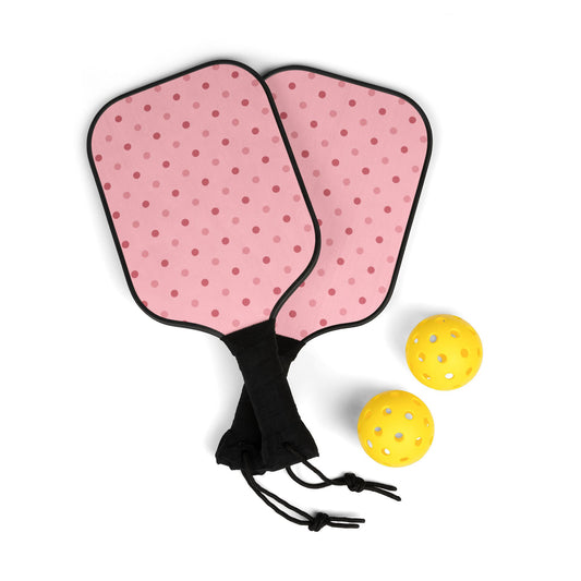 Pink Polka Dot Pickleball Paddle Set - Fun Sports Kit for All Ages