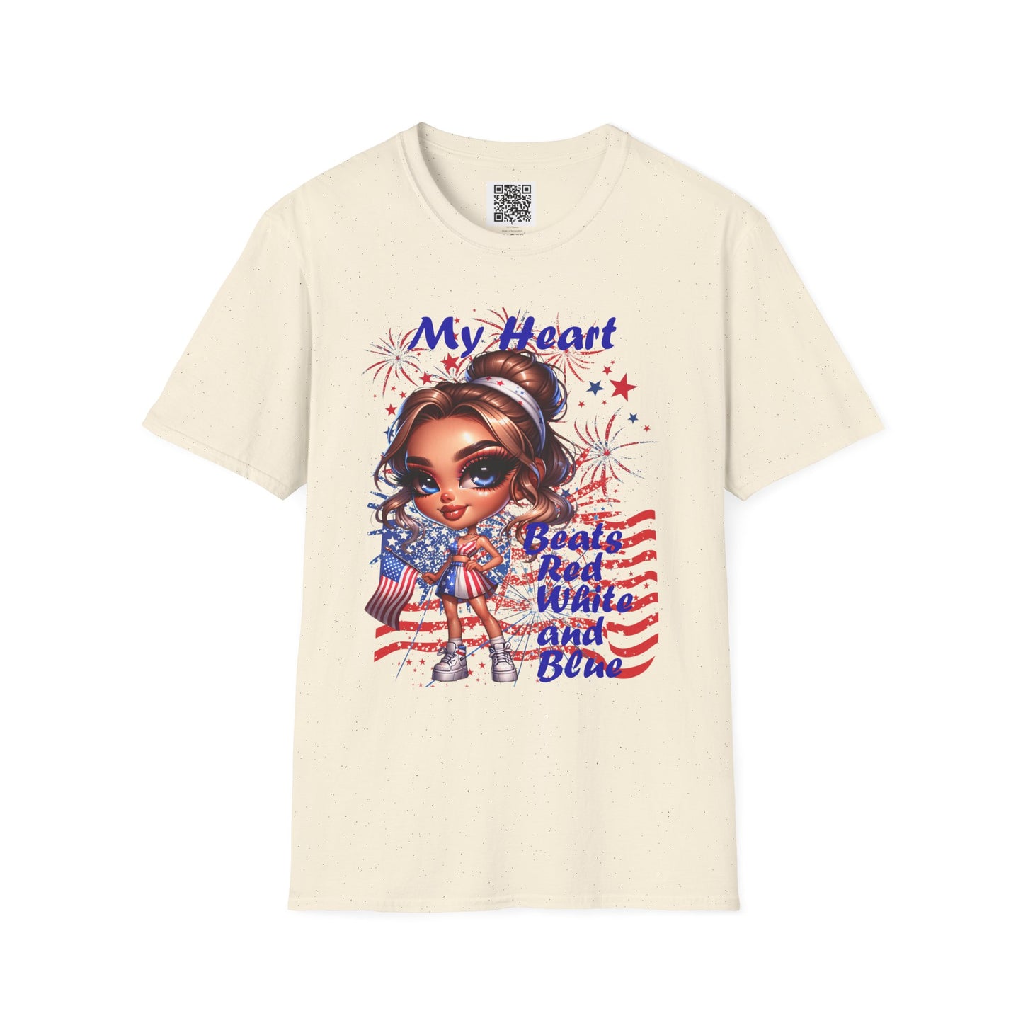My Heart Beats Red, White and Blue | Patriotic Unisex Softstyle T-Shirt