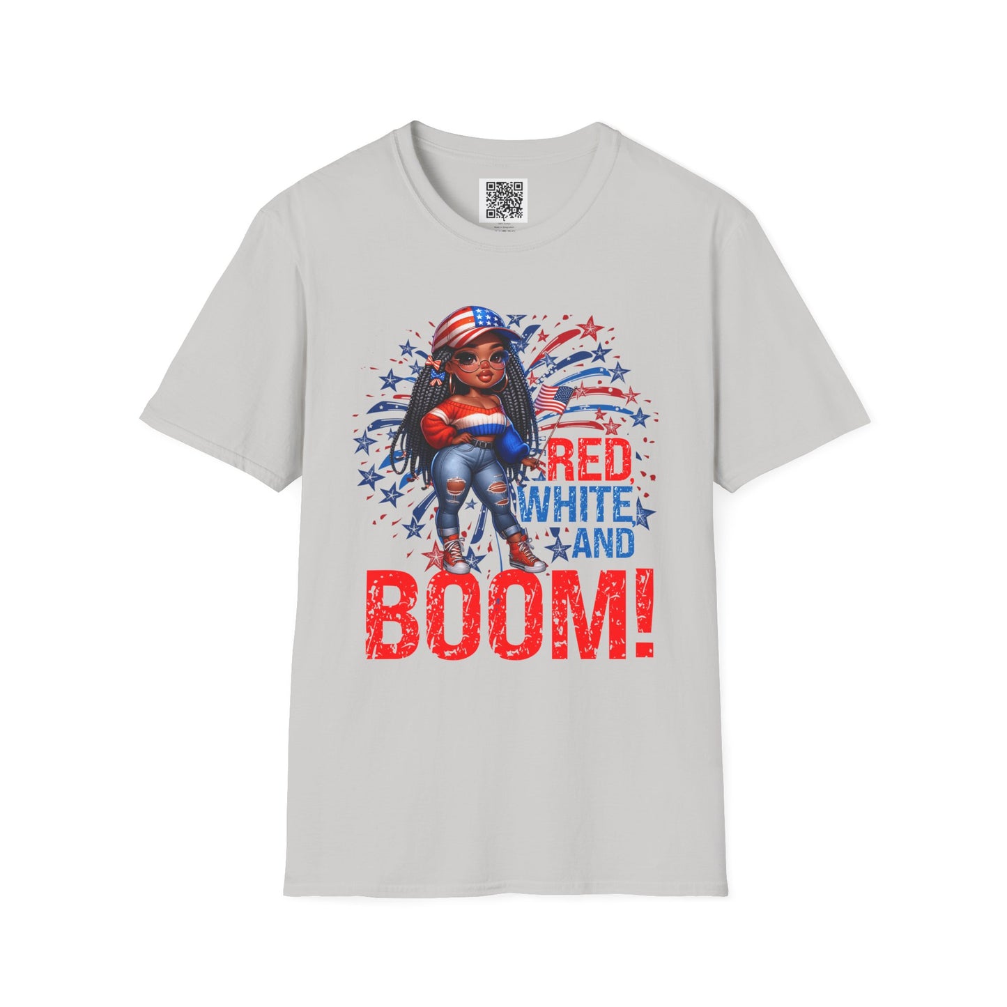 Red, White, and Boom! | Unisex Softstyle T-Shirt for 4th of July Celebrations