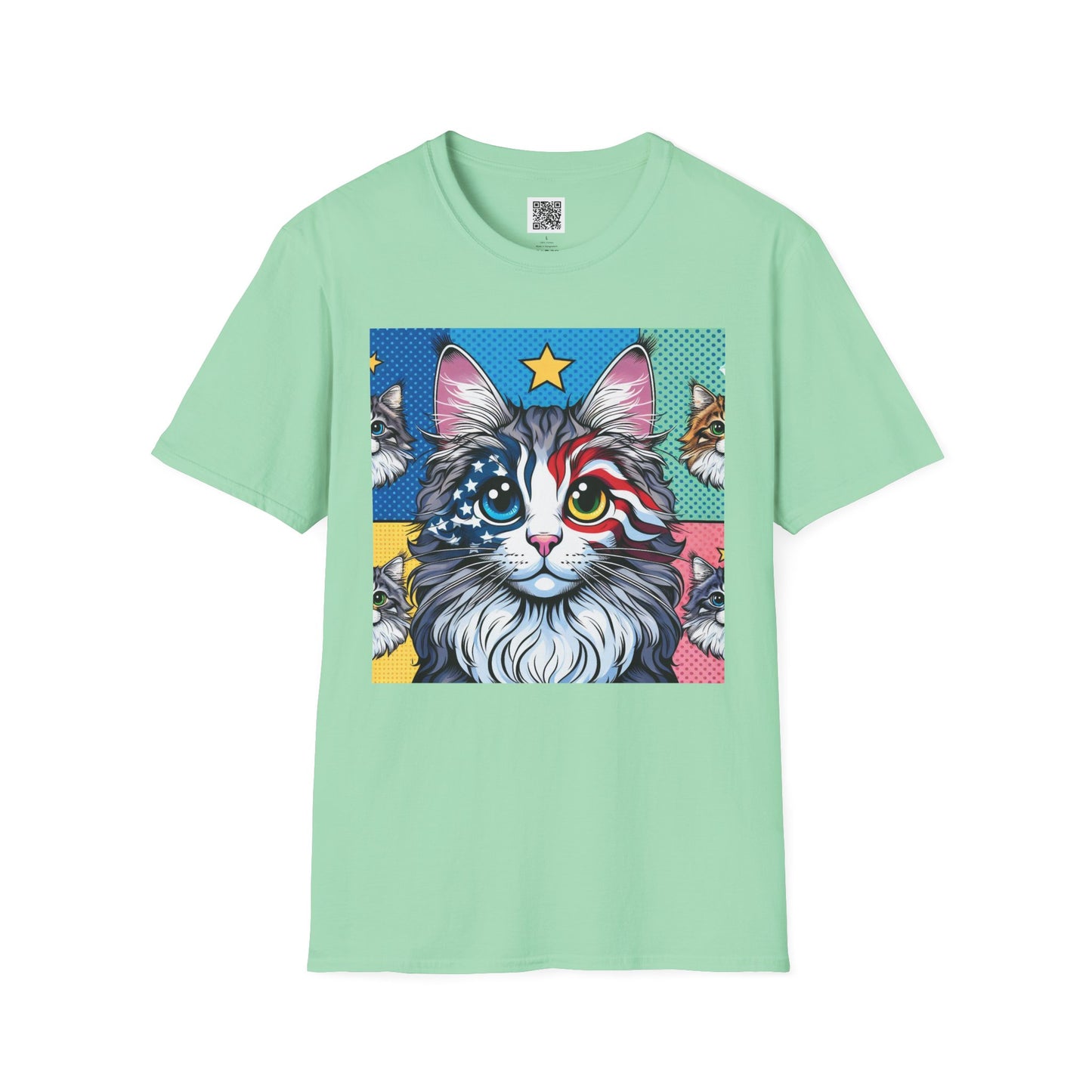 Patriotic Cat | Unisex Softstyle T-Shirt - Fun Tee for Cat Lovers