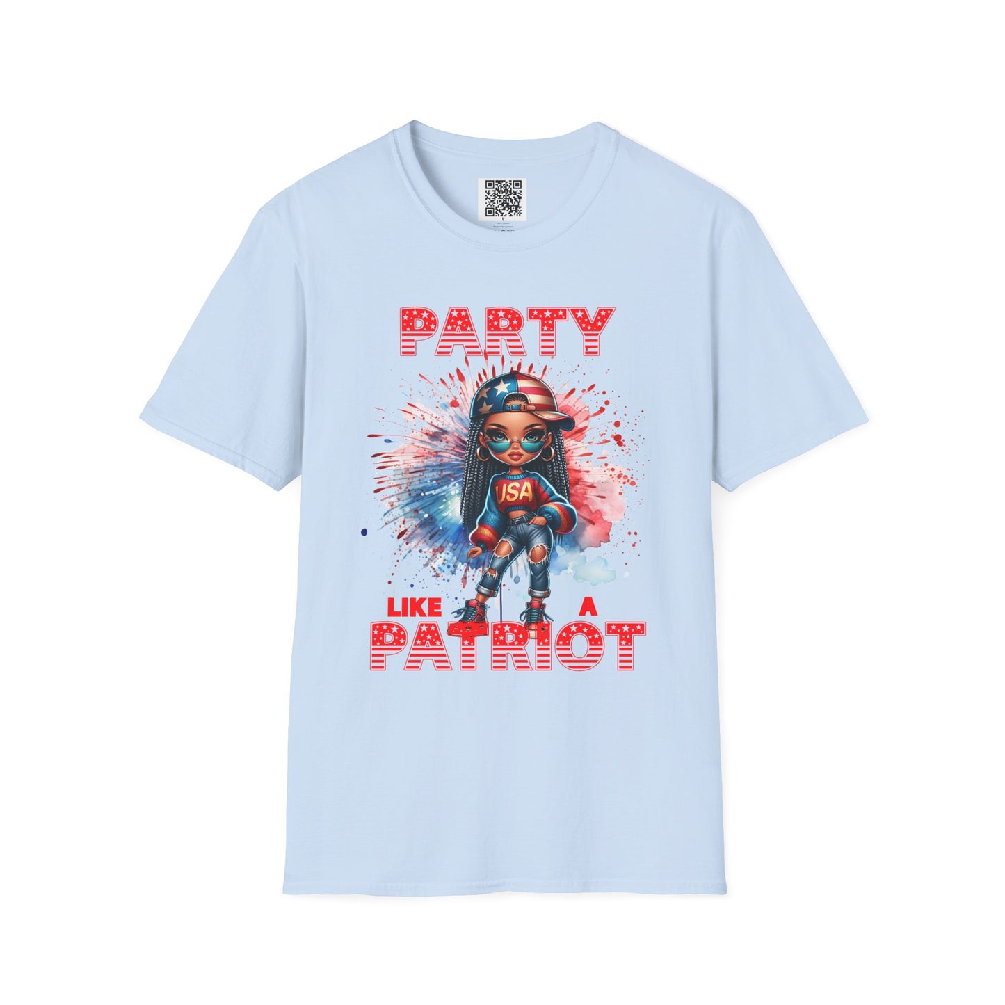 Party Like a Patriot Unisex Softstyle T-Shirt | Fun Independence Day Tee