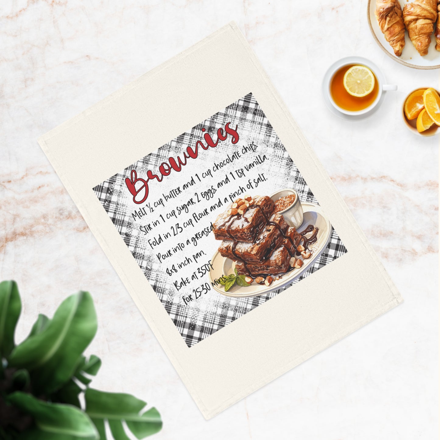 Brownies Recipe Cotton Tea Towel – Perfect for Baking Enthusiasts & Home Cooks