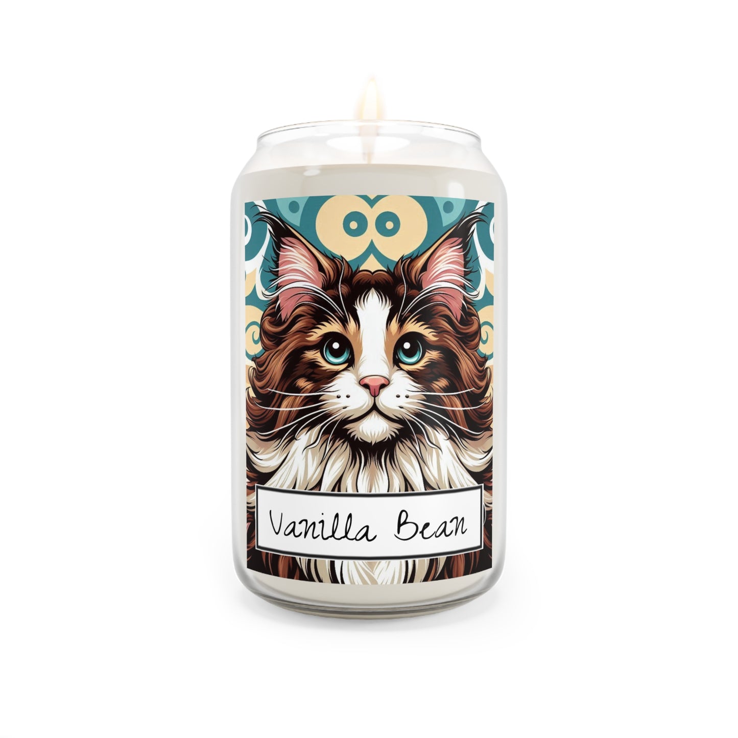 Colorful Maine Coon Cat Vanilla Bean Scented Candle - 13.75oz