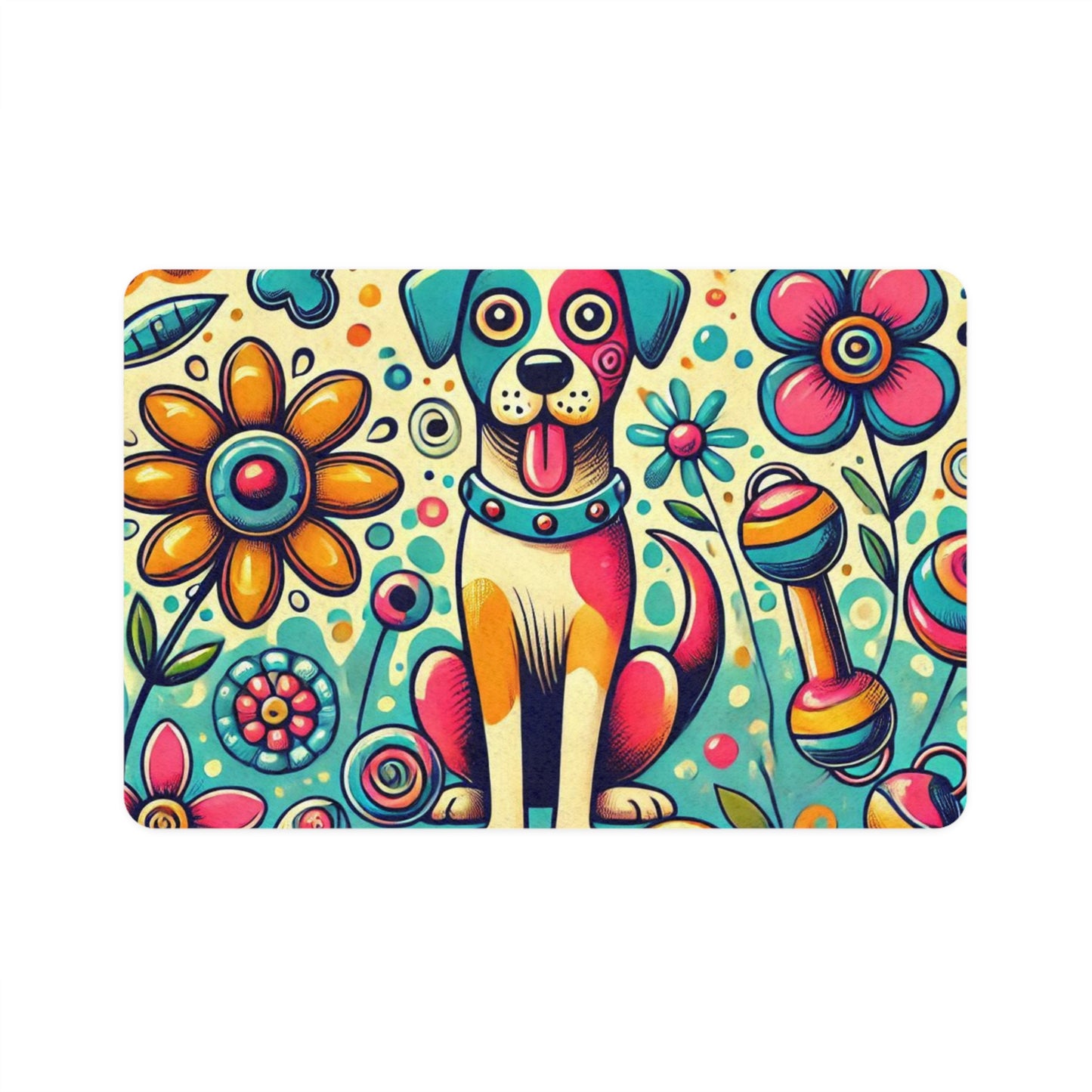 Colorful Dog Pet Food Mat | 12x18 Non-Slip Feeding Mat for Pets