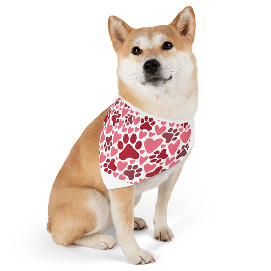 Heart Paw Print Pet Bandana Collar for Valentine’s Day