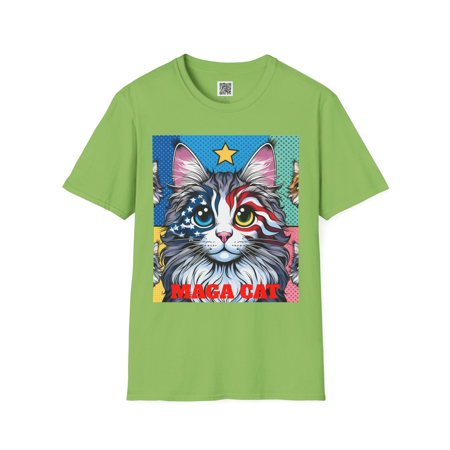 Patriotic MAGA Cat | Unisex Softstyle T-Shirt - Fun Tee for Cat Lovers