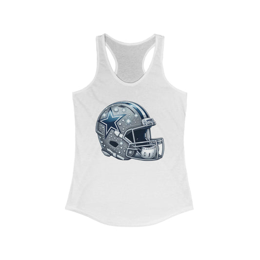 Stylish Women's Racerback Tank Top with Football Helmet Design