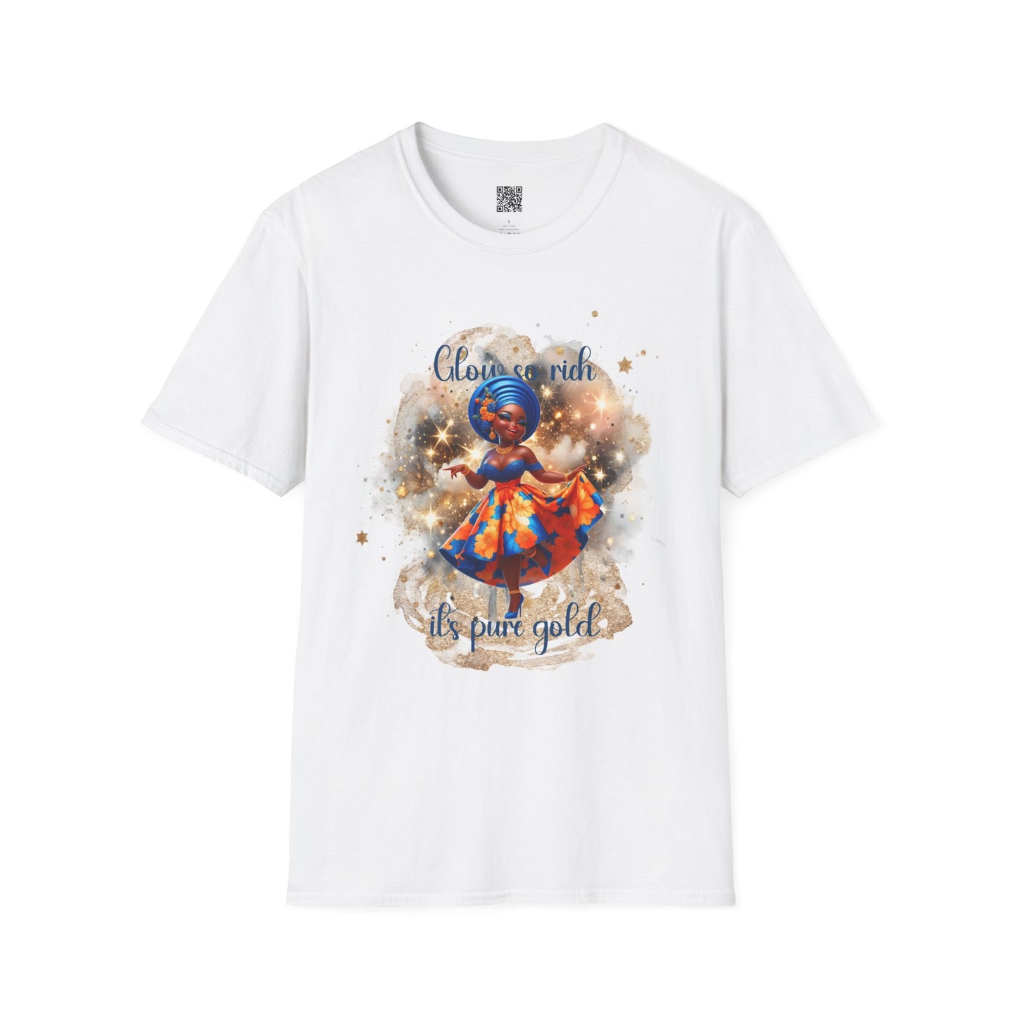 Glow So Rich Pure Gold | Unisex Softstyle T-Shirt - Celebrate Culture and Confidence