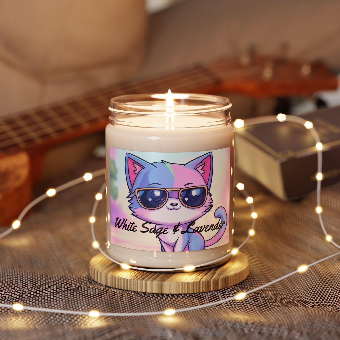 White Sage & Lavender Scented Soy Candle - 9oz | Cozy Autumn Vibes | Perfect Gift for Cat Lovers