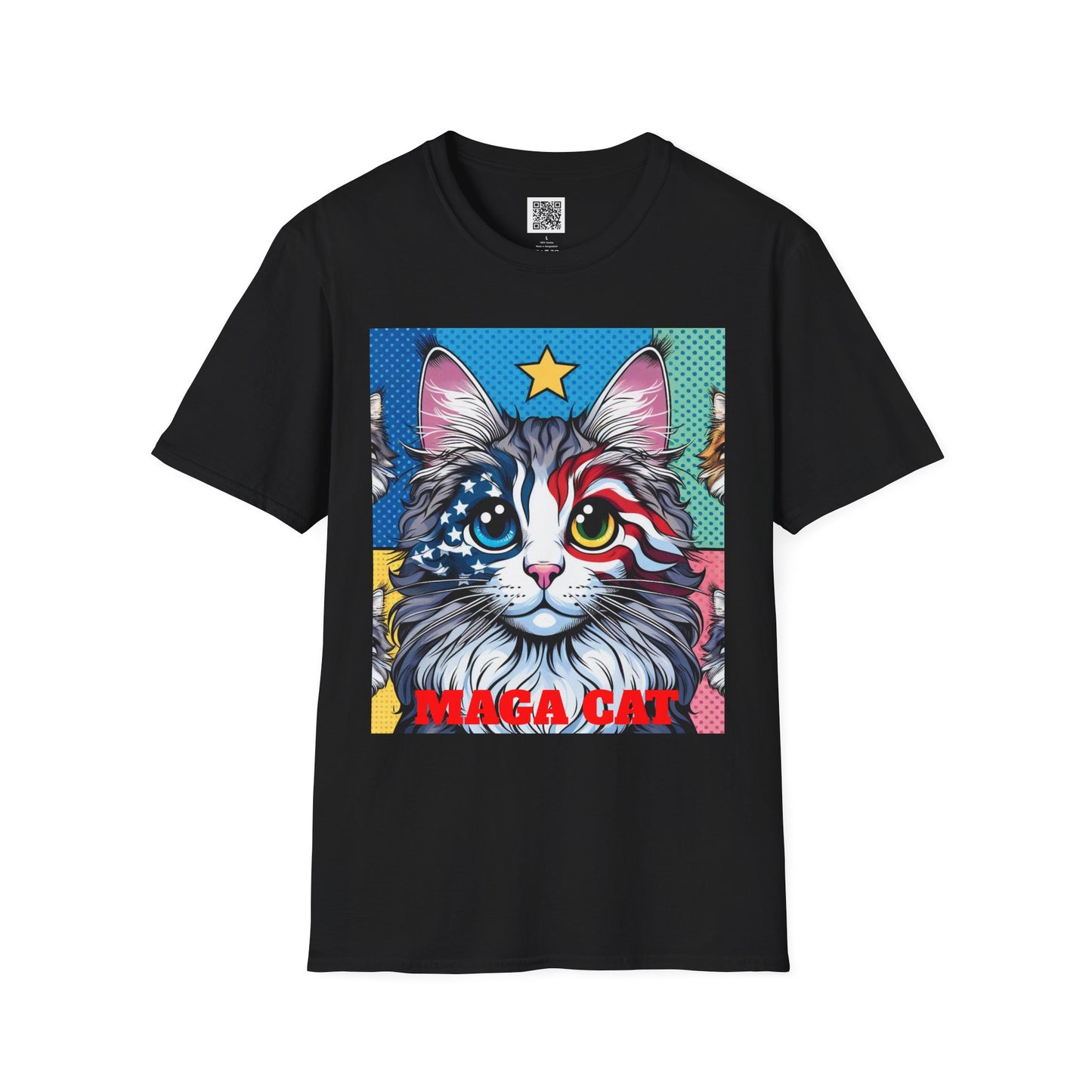 Patriotic MAGA Cat | Unisex Softstyle T-Shirt - Fun Tee for Cat Lovers