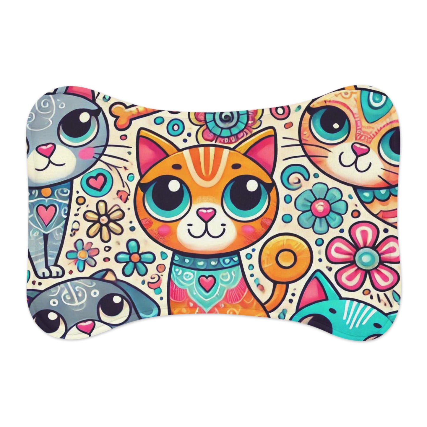 Colorful Cat & Dog Feeding Mat – Cute Pet Dining Decor