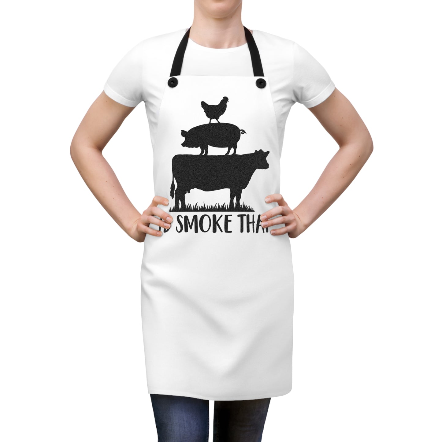 Funny BBQ Apron - "I'd Smoke That" Grilling Gift for Men