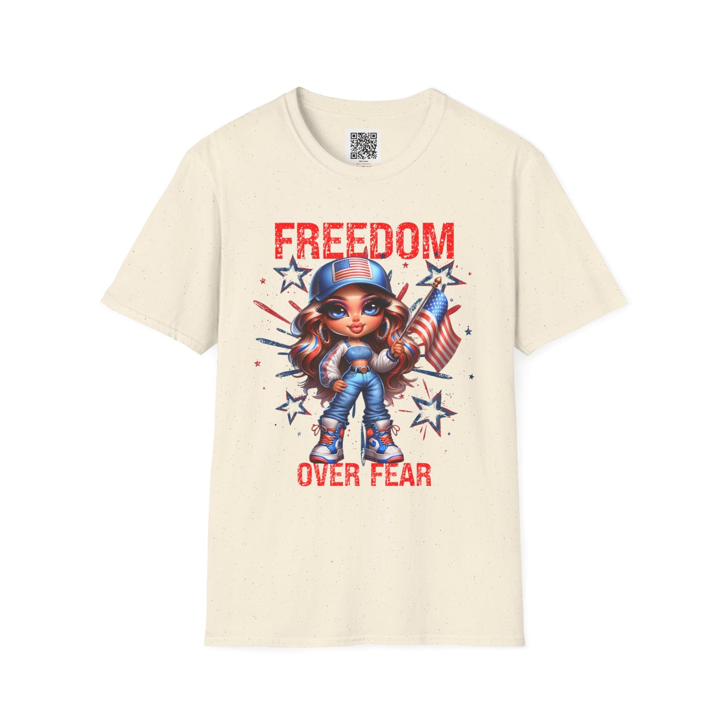 Freedom Over Fear | Unisex Softstyle T-Shirt - Patriotic Graphic Tee