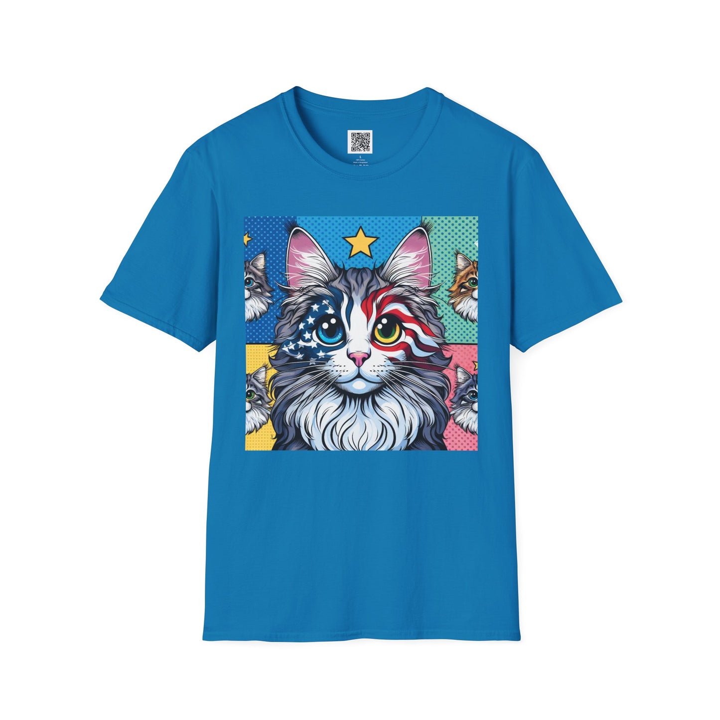 Patriotic Cat | Unisex Softstyle T-Shirt - Fun Tee for Cat Lovers