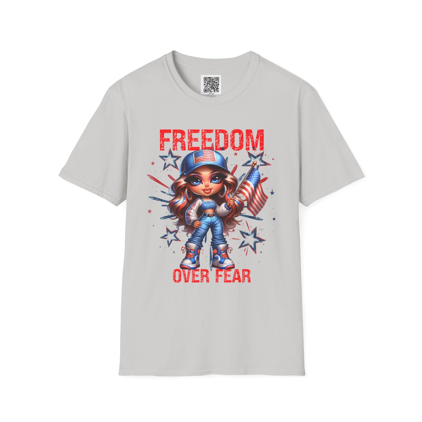 Freedom Over Fear | Unisex Softstyle T-Shirt - Patriotic Graphic Tee