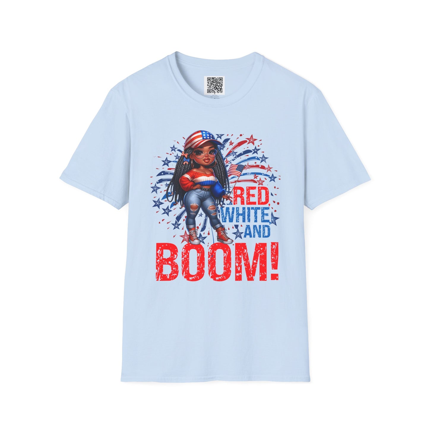 Red, White, and Boom! | Unisex Softstyle T-Shirt for 4th of July Celebrations