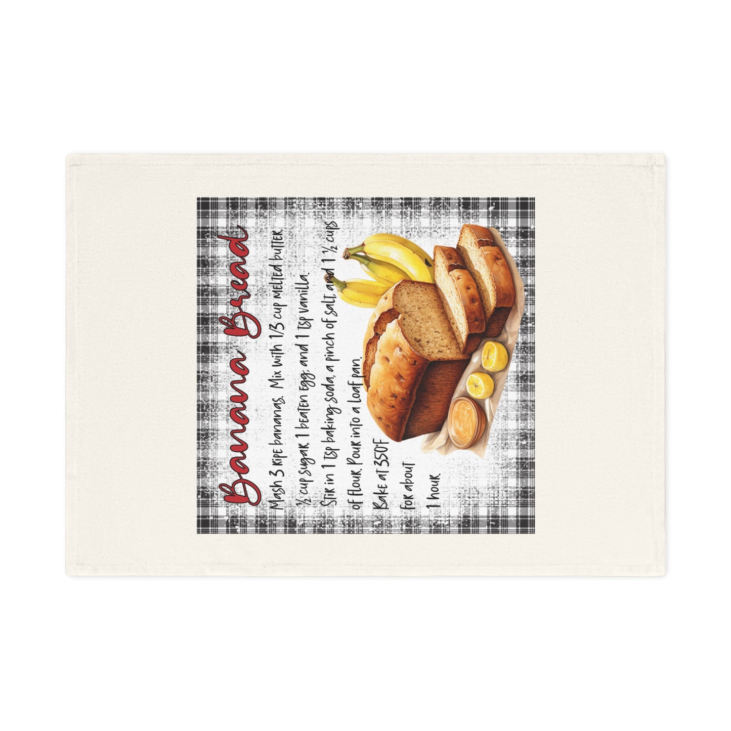 Banana Bread Recipe Cotton Tea Towel - Perfect Kitchen Gift for Bakers & Food Lovers