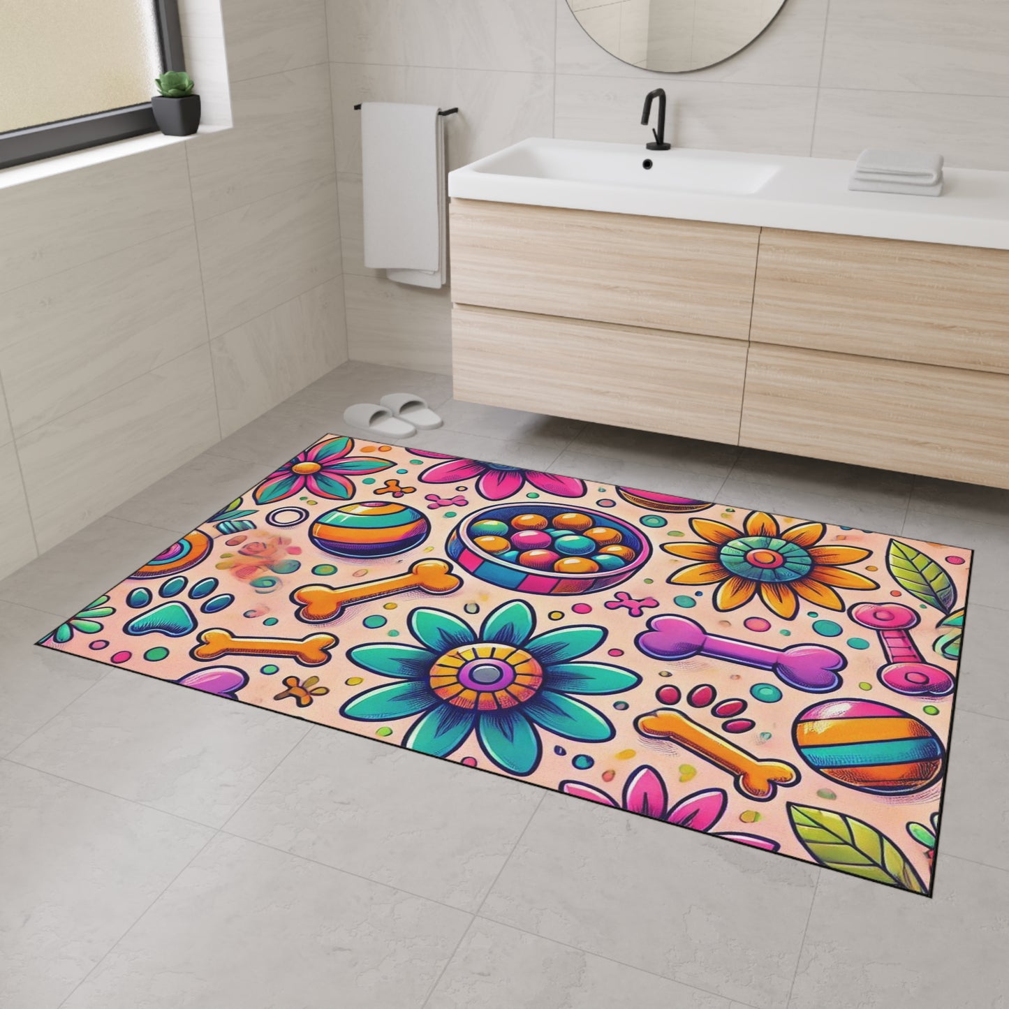 Colorful Pet-Themed Heavy Duty Floor Mat - Ideal for Dog Lovers and Pet Owners