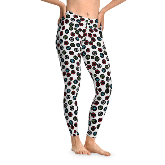 Playful Video Game Controller Patterned Stretchy Leggings