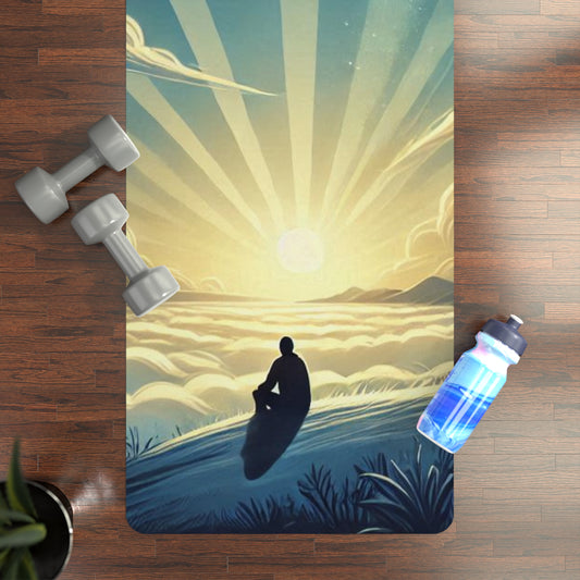 Serene Sunrise Rubber Yoga Mat - Perfect for Mindfulness and Meditation