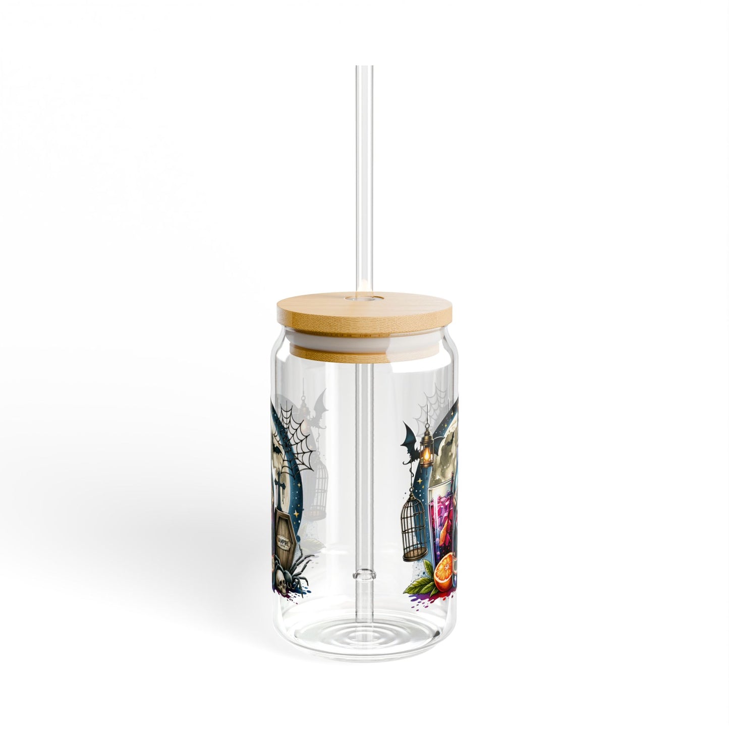 Vampire MoonShine Halloween-Themed Sipper Glass, 16oz | Spooky Drinkware