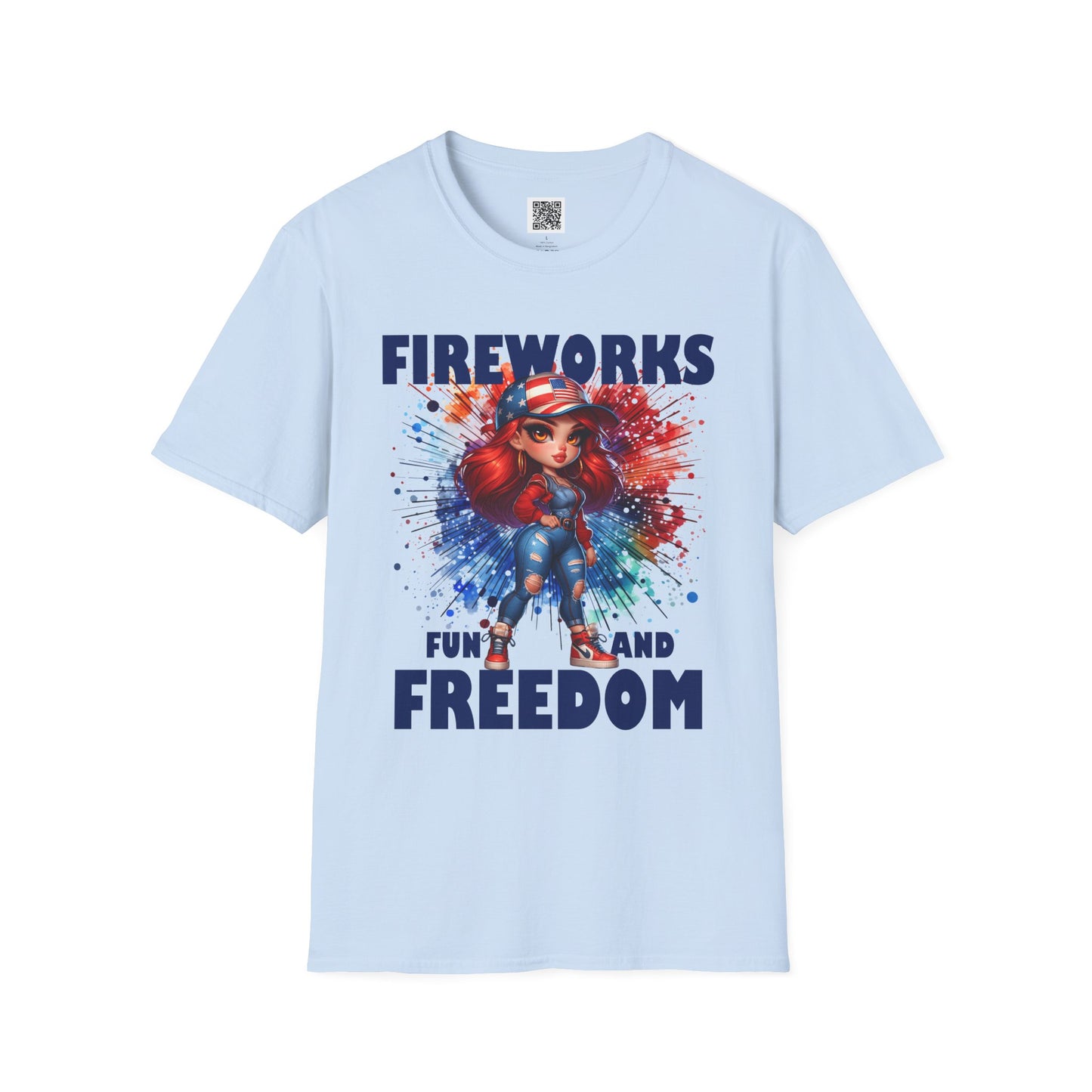 Fireworks Fun and Freedom Unisex Softstyle T-Shirt