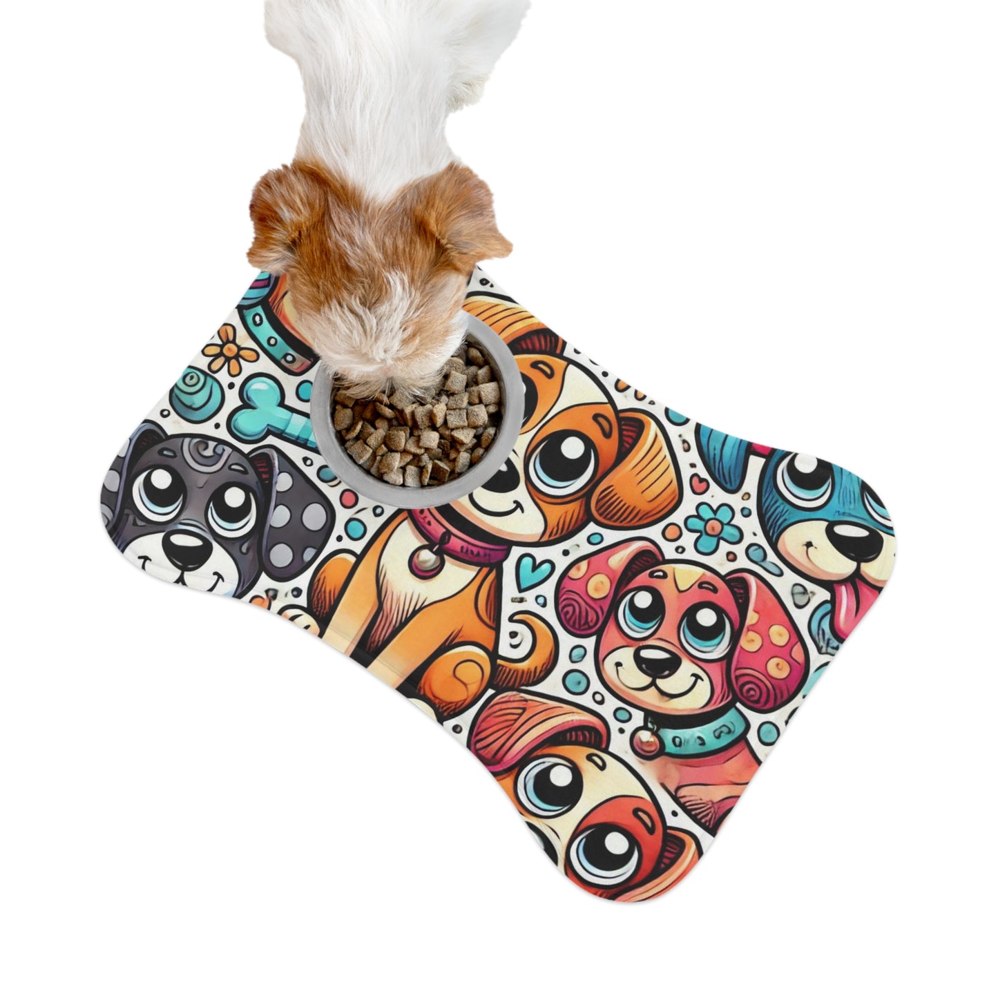 Colorful Cartoon Dog Pet Feeding Mat - Fun Waterproof Dog Bowl Mat for Pets