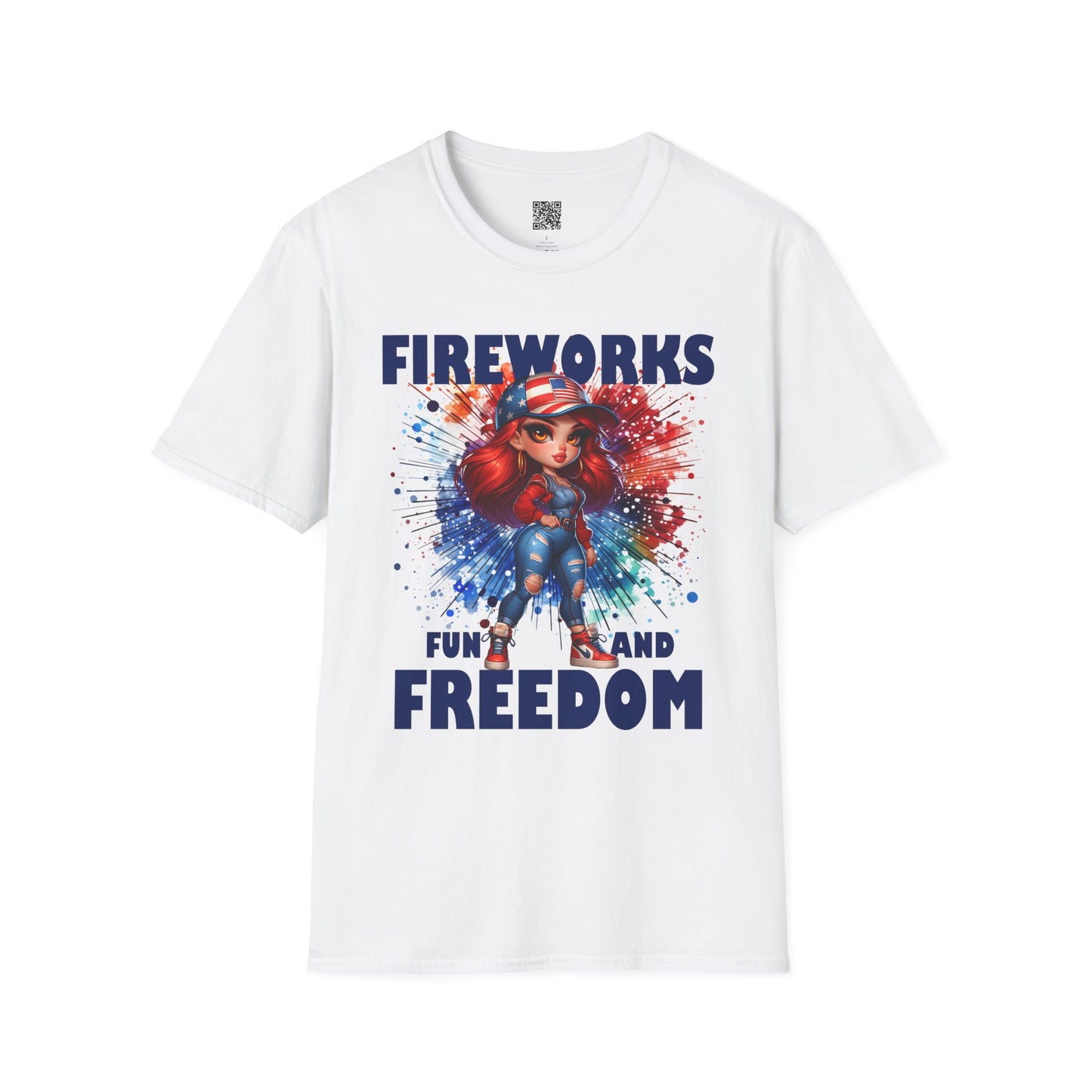 Fireworks Fun and Freedom Unisex Softstyle T-Shirt