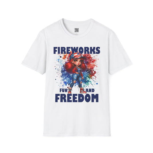 Fireworks Fun and Freedom Unisex Softstyle T-Shirt