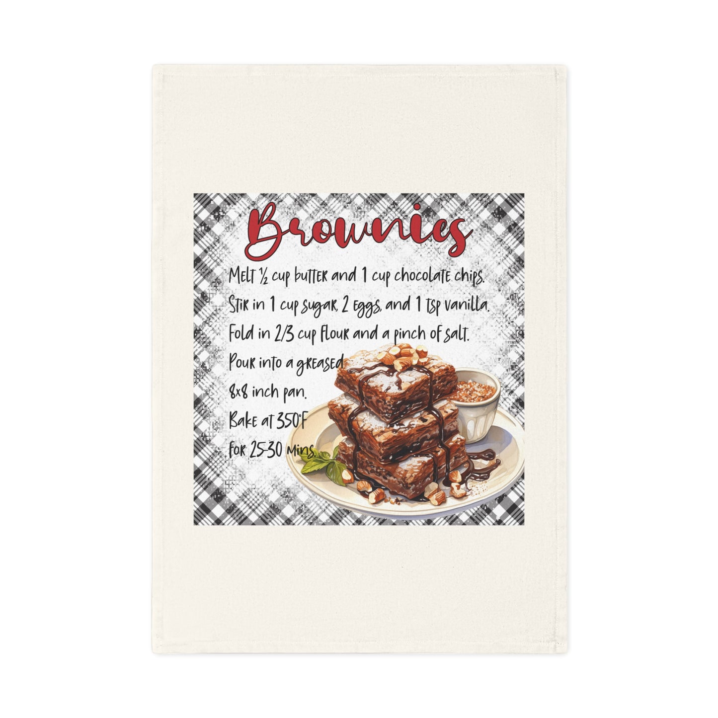 Brownies Recipe Cotton Tea Towel – Perfect for Baking Enthusiasts & Home Cooks