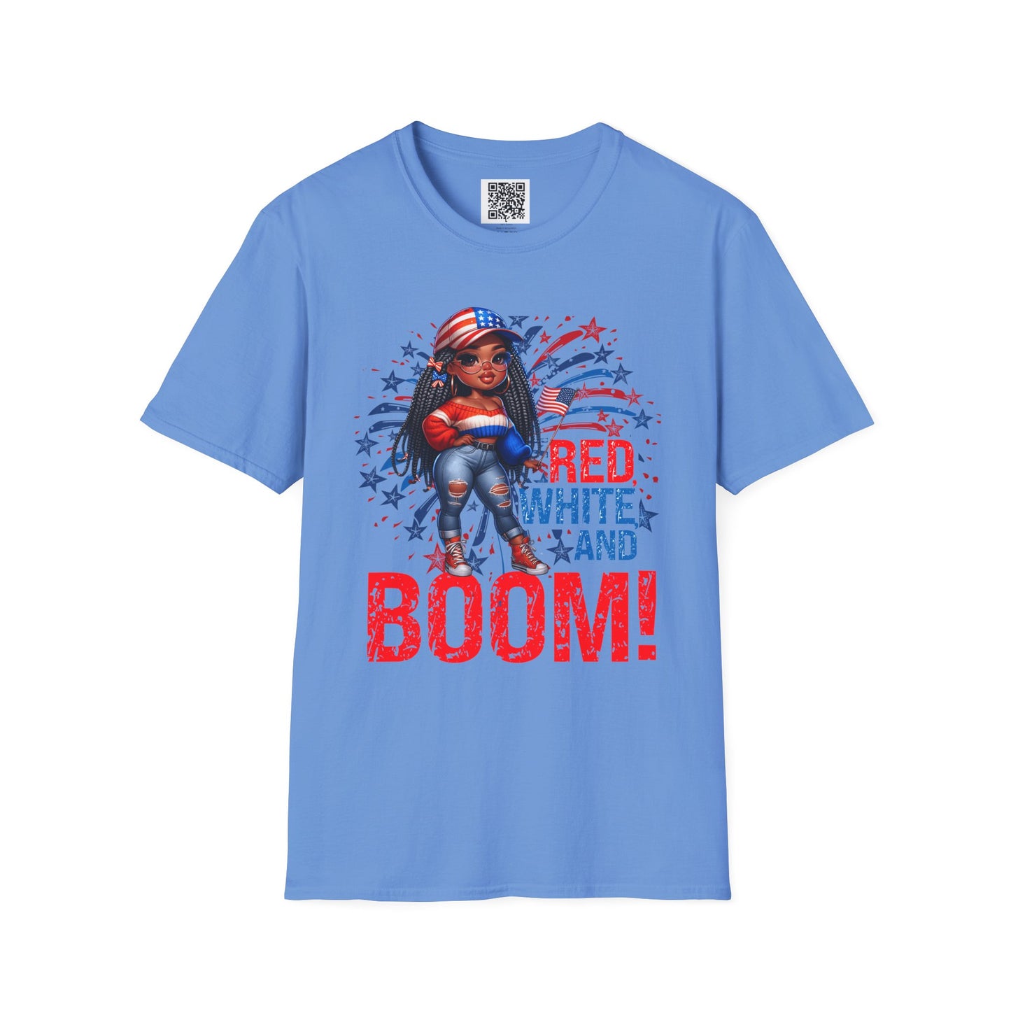 Red, White, and Boom! | Unisex Softstyle T-Shirt for 4th of July Celebrations