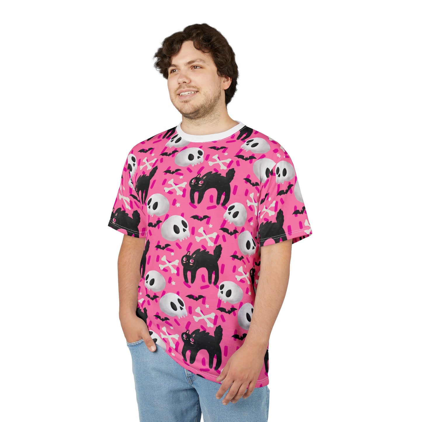 Halloween Cat & Skull Unisex Tee - Spooky Vibe for All Ages