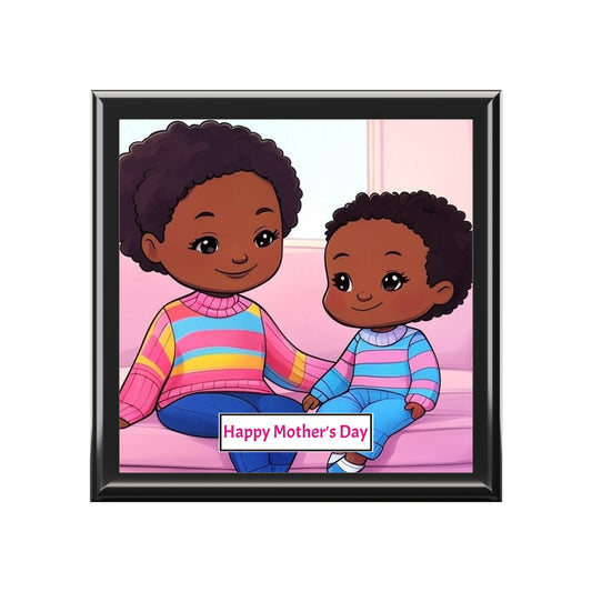 Mother's Day Jewelry Box with Cute Mother & Child Design