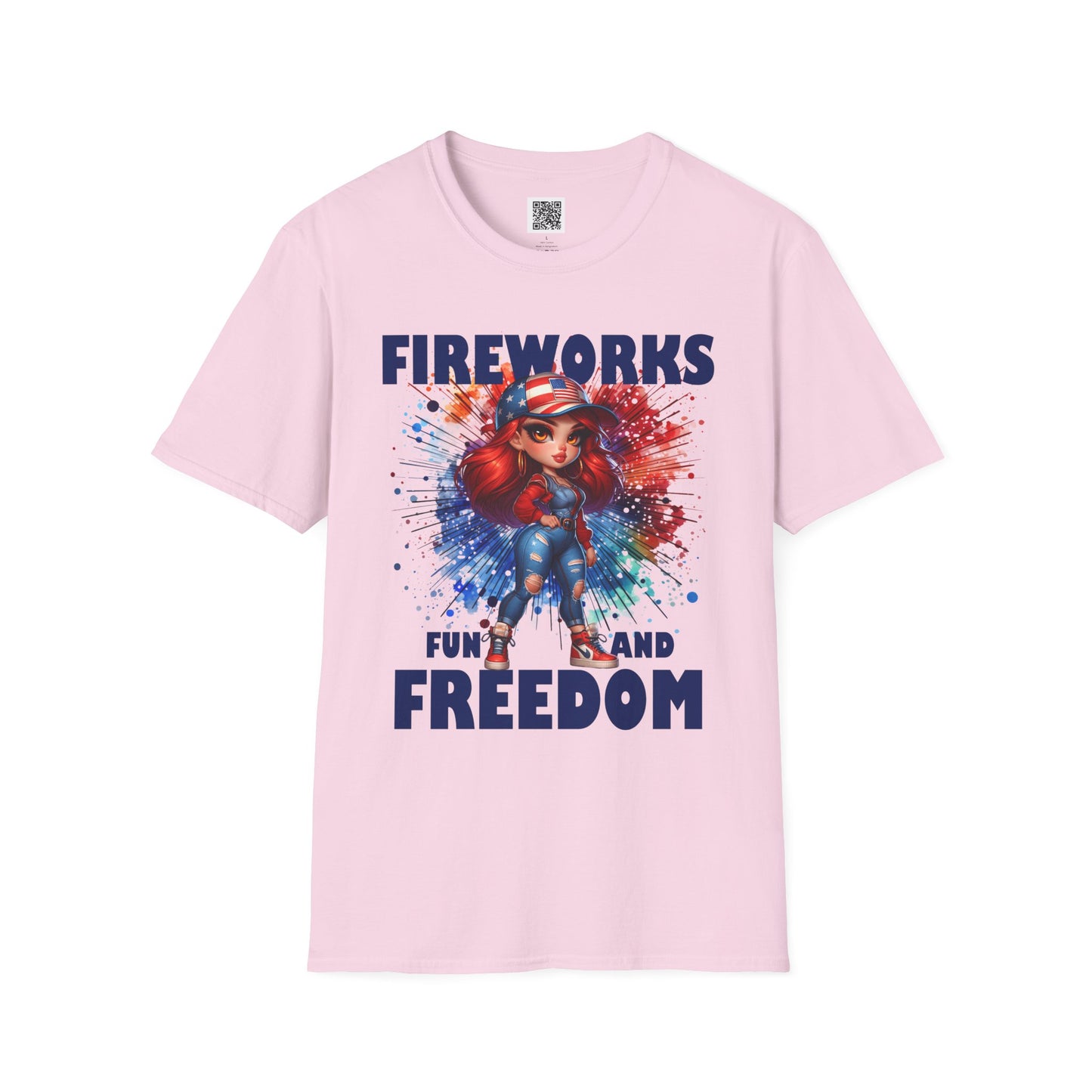 Fireworks Fun and Freedom Unisex Softstyle T-Shirt