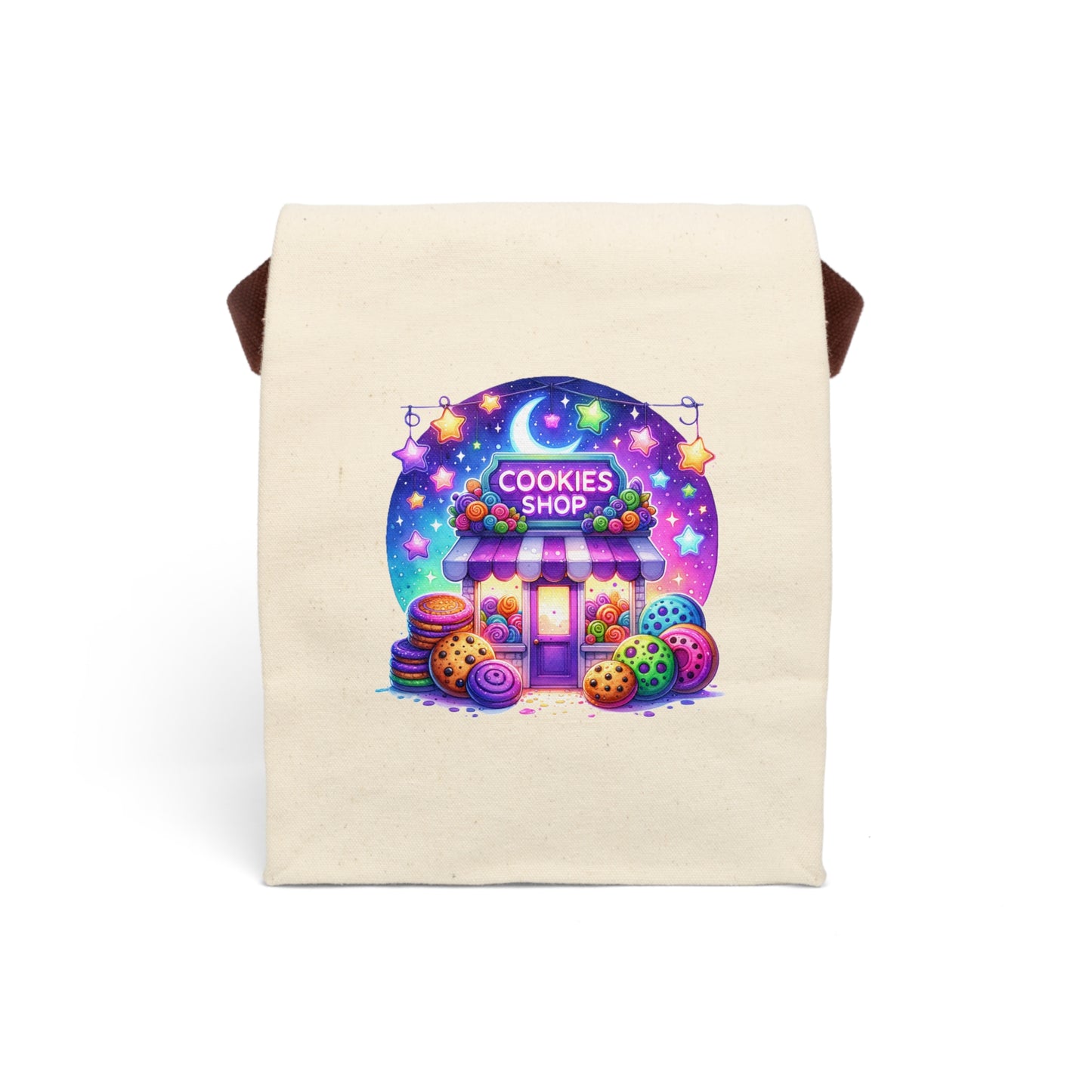 Halloween-Cookies-Shop Canvas Lunch and Candy Bag with Strap - Perfect for Kids & Picnics