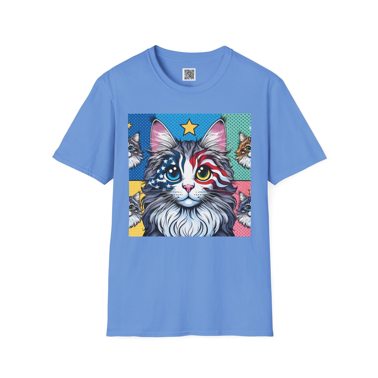 Patriotic Cat | Unisex Softstyle T-Shirt - Fun Tee for Cat Lovers