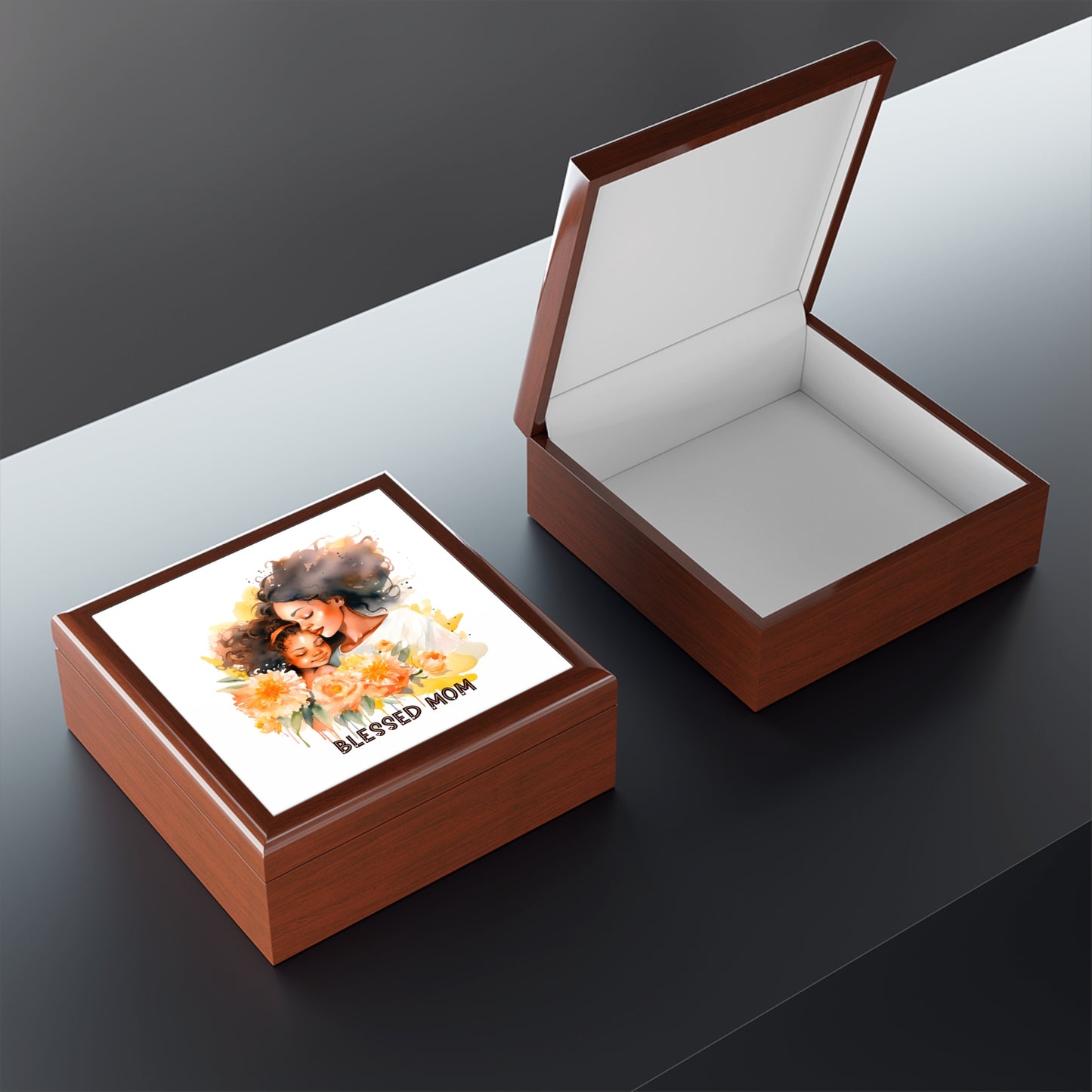 Blessed Mom Jewelry Box - Floral Design for Mother's Day & Special Occasions