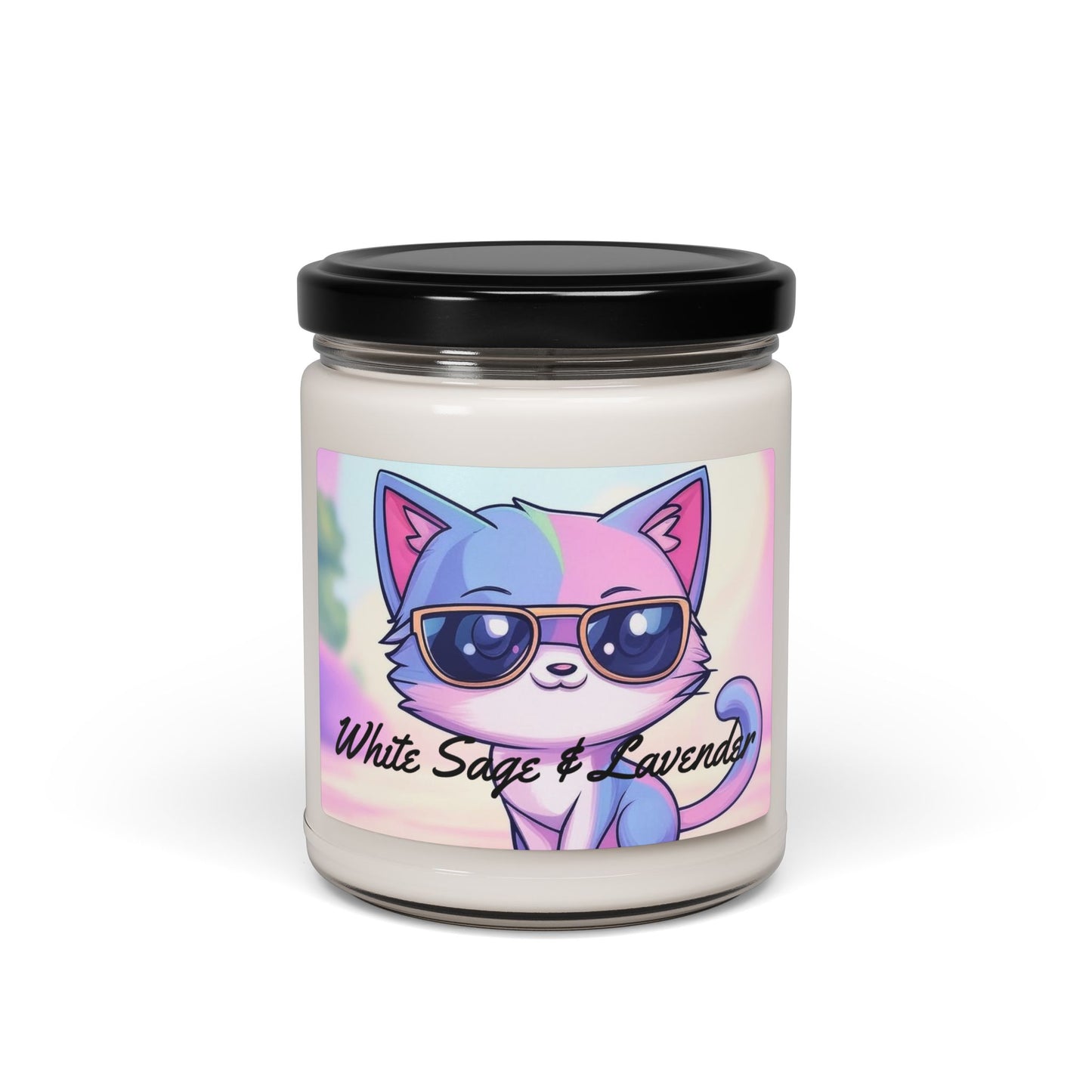 White Sage & Lavender Scented Soy Candle - 9oz | Cozy Autumn Vibes | Perfect Gift for Cat Lovers