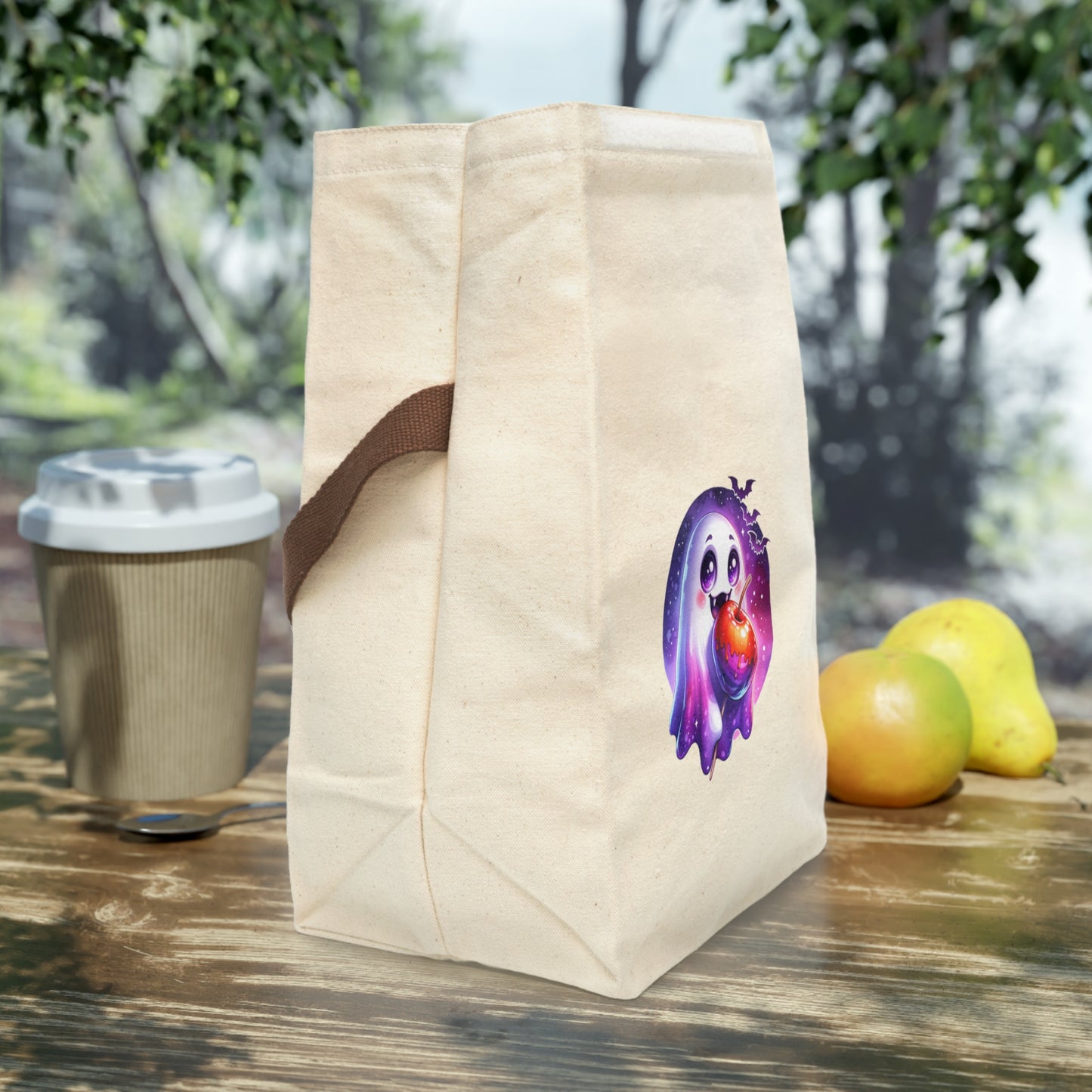 Cute Ghost Halloween Canvas Lunch Bag with Strap