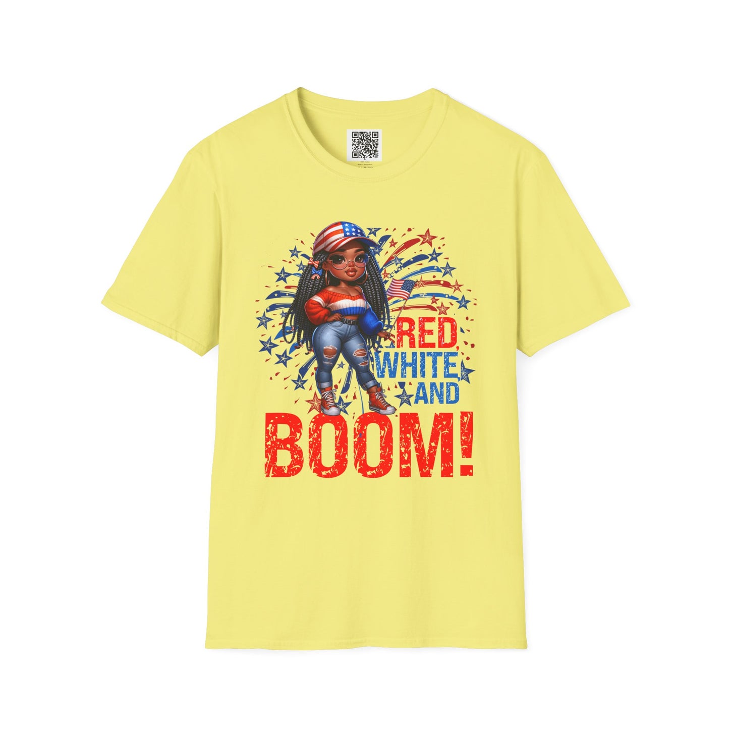 Red, White, and Boom! | Unisex Softstyle T-Shirt for 4th of July Celebrations